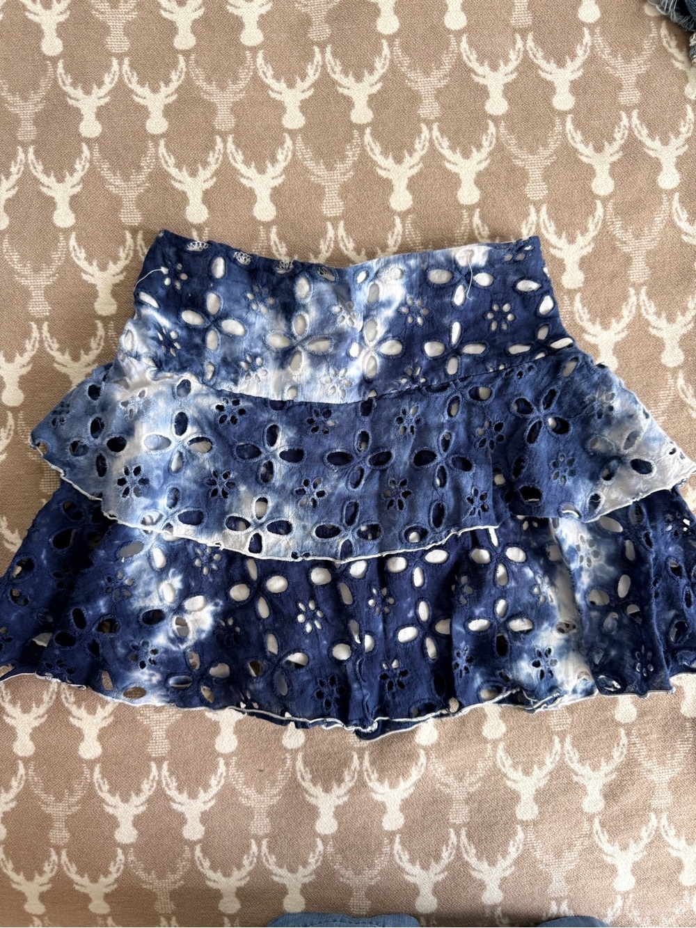 Girl’s Navy Blue Eyelet Tiered Mini Skirt
